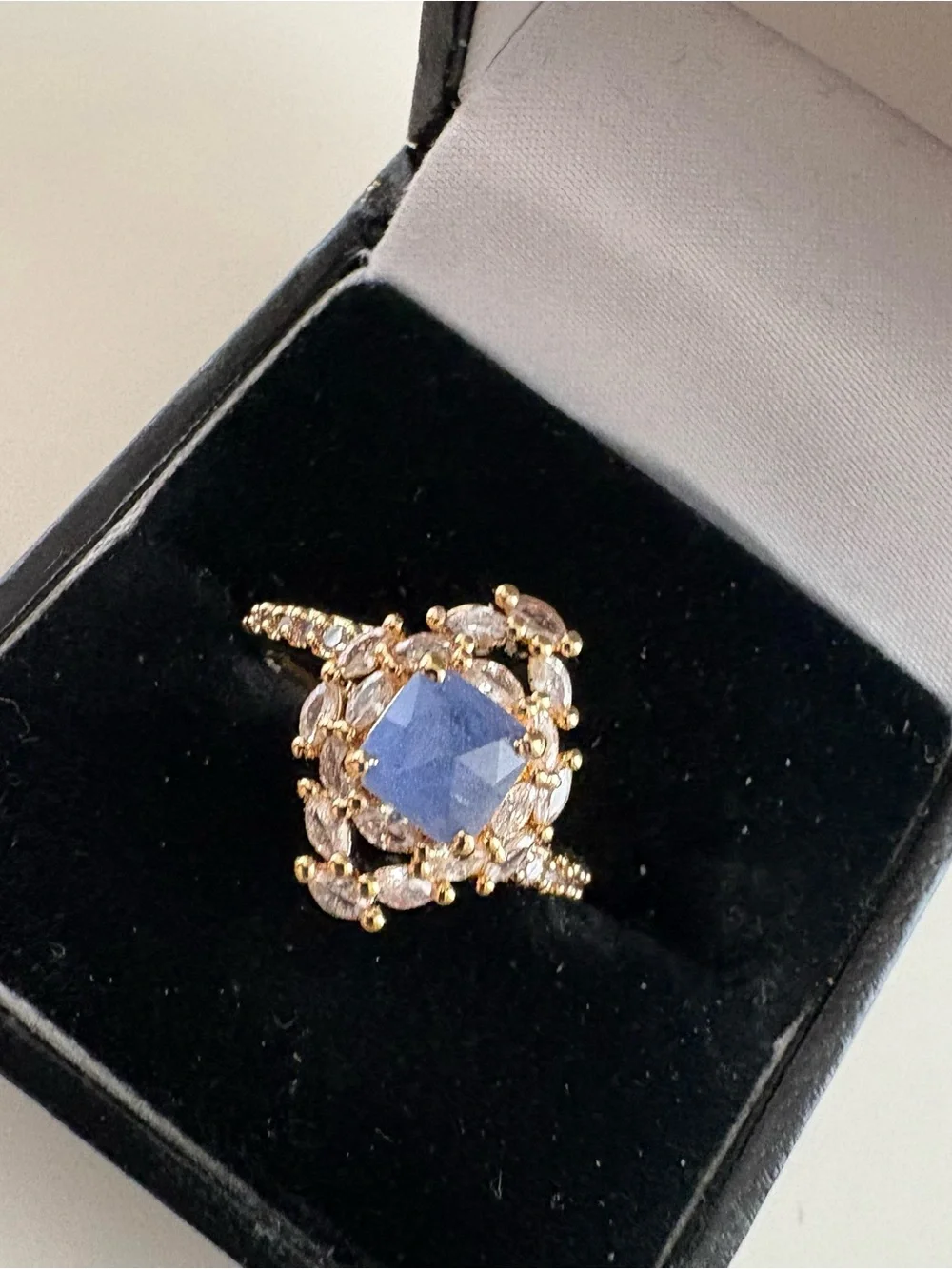 Bomb Party Perfectly Remembered Lullaby Ring RG53677 Cornflower Blue Quartz Gold